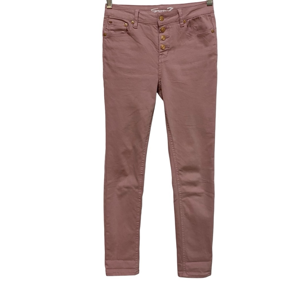 SEVEN7 Jeans Pink Stretch Denim Size 12 Zipper Fly Tapered Leg 5-Pocket
